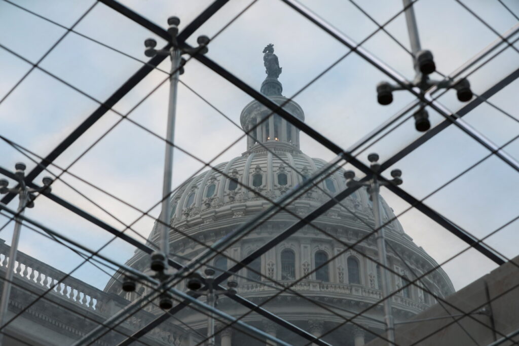 A view of the U.S. Capitol Dome from a skylight inside the building, in Washington. REUTERS/Cheriss May